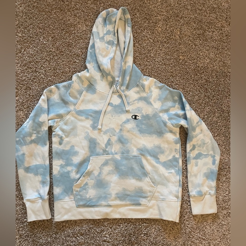 Light Blue Champion Tye-Dye Hoodie